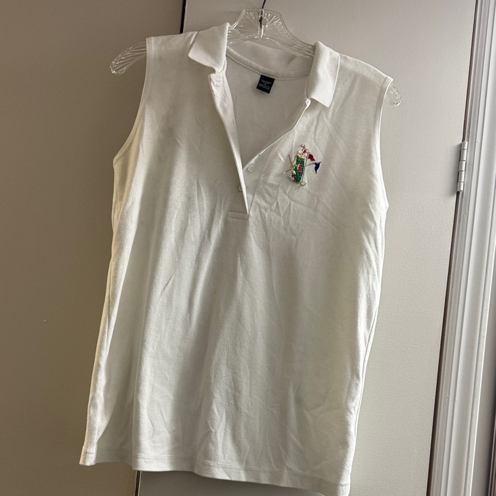 Women's White Sleeveless Polo Top Golfing Shirt